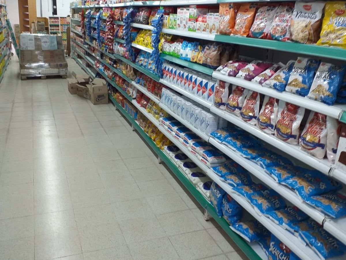 Pasillo con las góndolas llenas
